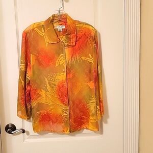 Shear blouse size medium. By Citron if Santa Monica. Fall colors